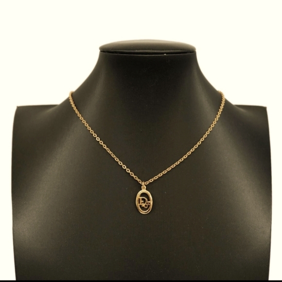 CHRISTIAN DIOR ✨️ Necklace Oval GP Plated Gold - Picture 4 of 11